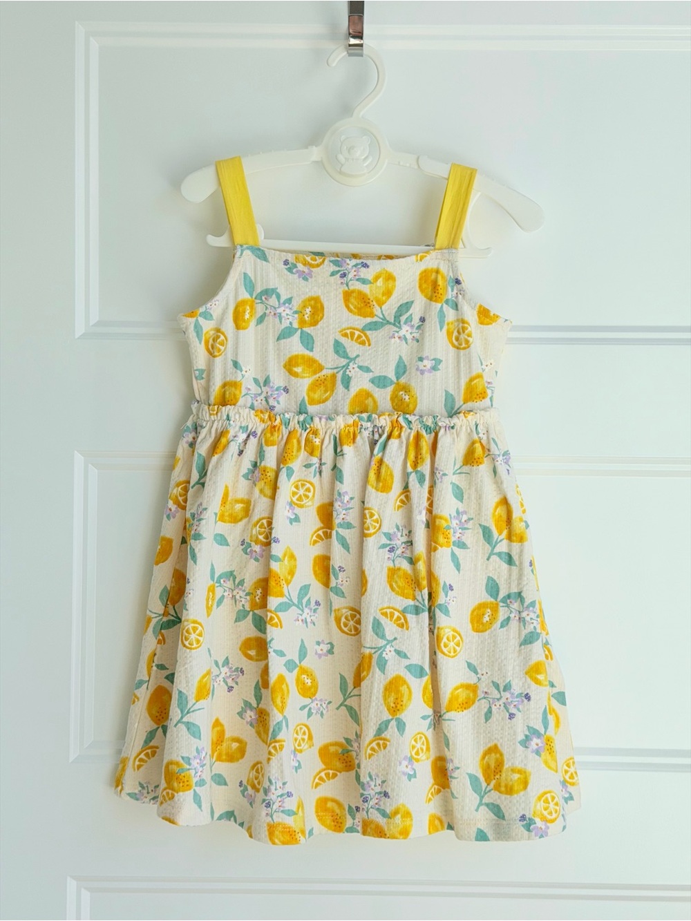 Girls' Lemon Print Sundress with Yellow Straps